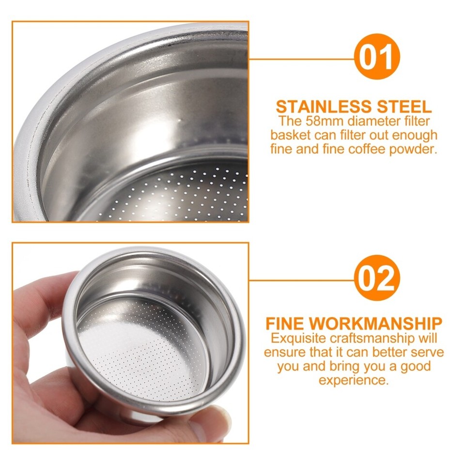 Double Coffee Filter Espresso Maker Machine Basket Bottomless Italian