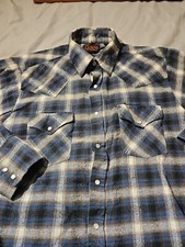 Vintage Ely Cattleman Shirt Mens Large Plaid Flannel Pearl Snap Rodeo Western