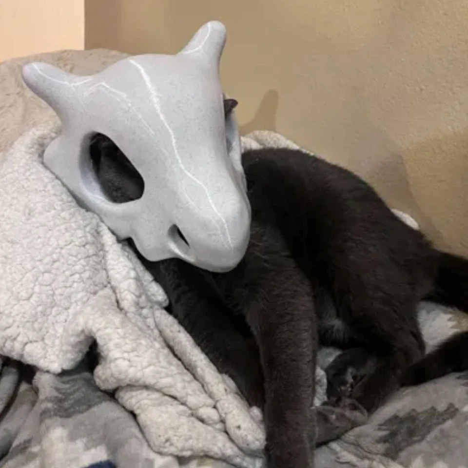Dino Skull Cat Mask | Funny Pet Costume | Cosplay Headpiece for Cat or Kitten - Image 3 of 3