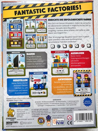 Fantastic Factories Strohmann Games Brettspiel Kennerspiel Strategiespiel Solo - Bild 2 von 8