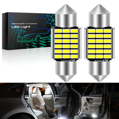 GLOFE 2Pcs LED Light DE3175 DE3021 White Bulbs Interior Dome Replacement Lamp