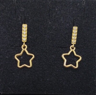 Pendientes oro 18k 750 mls. Circonitas Y Estrellas. Ref 56579