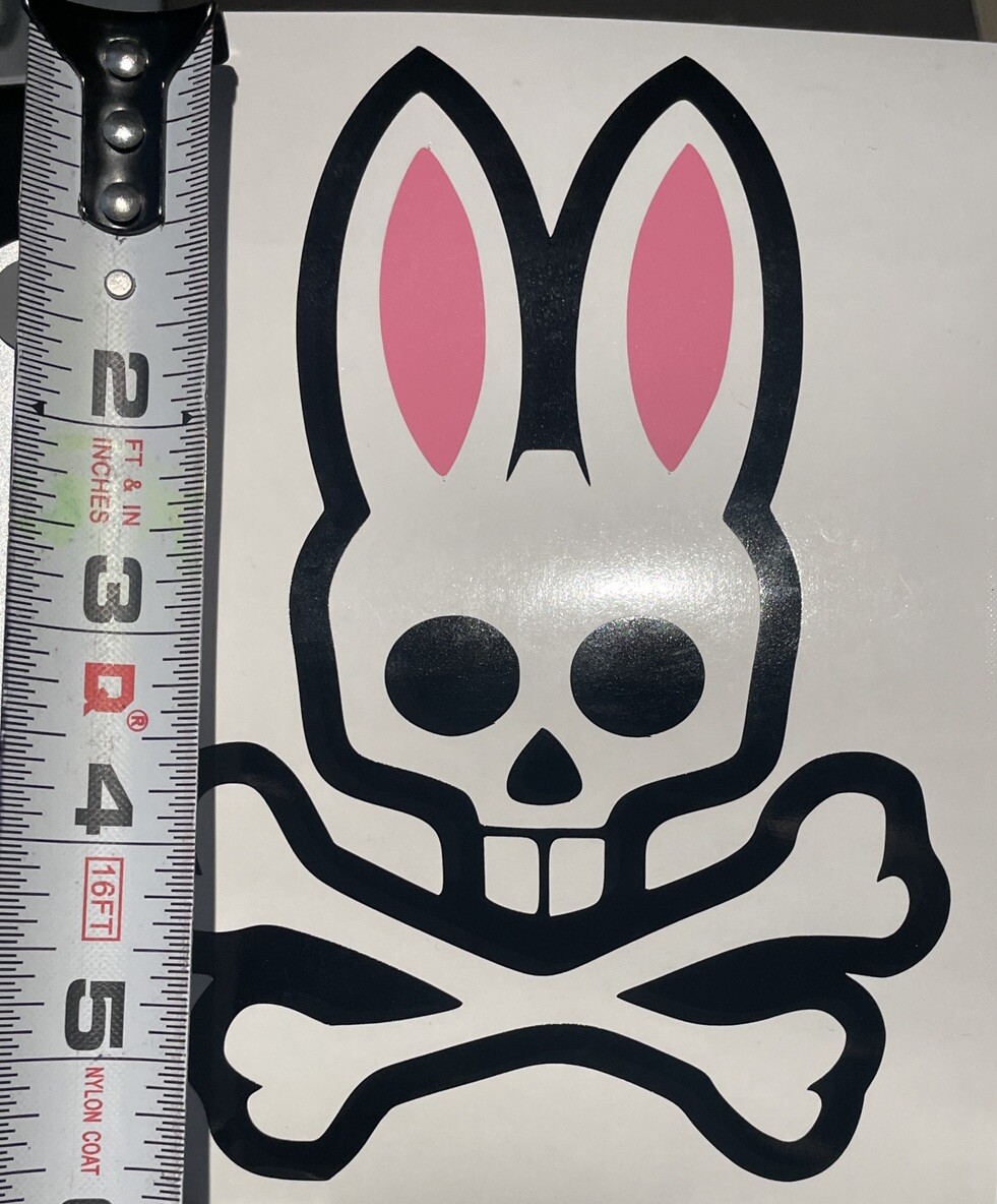 Psycho Bunny Vinyl Decal For 5.75” tall x 4” wide. Freebies With
