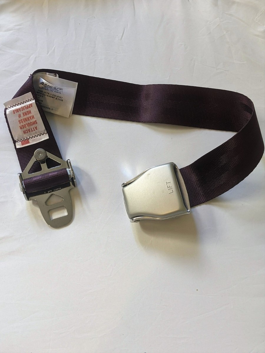 Maroon Amsafe Seat Belt, American Airlines Aircraft Vintage