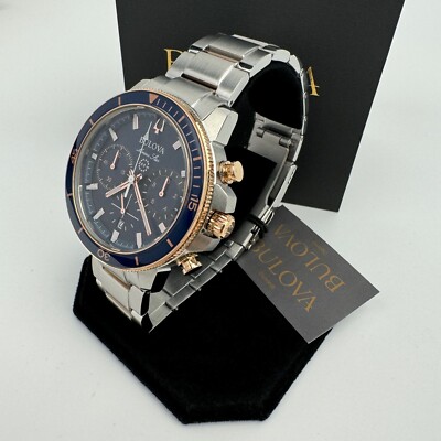Bulova Marine Star 98B301 Chronograph Blue Dial Stainless Steel