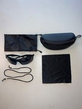 Safety Glasses Dark Lens Black  white Frame with Accessories