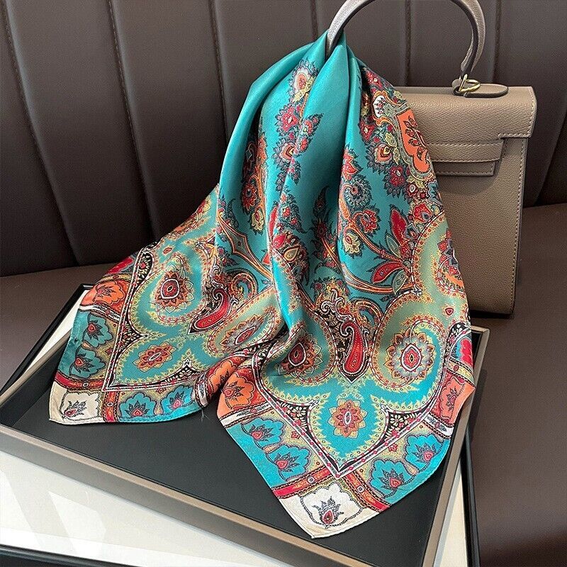 Paisley Print 100% Mulberry Silk Shawl Scarf Necktie Kerchief 26