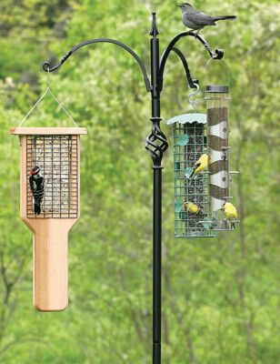 Erva Super Tall Trio Bird Feeder Decorative Pole System With Twist in Ground Soc