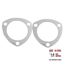 2PCS Car Exhaust Gasket, 3" 3-Bolt Exhaust Pipe Flange Gasket with SS 3.0in