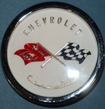 New 1953 1954 1955 Corvette Front Nose Emblem With Bezel Excellent Condition New 1953 1954 1955 Corvette Front Nose Emblem With Bezel Excellent Condition