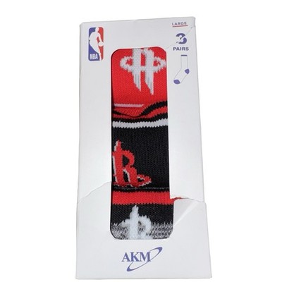 Houston Rockets Socks Red Crew NBA AKM Basketball New Men s Large 3 Pack