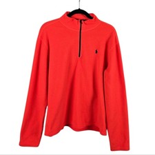 Polo by Ralph Lauren Men's Performance Neon Orange Half-Zip Fleece Sweater