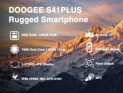 DOOGEE S41 Plus * 5.5'' Rugged Smartphone 8GB+128GB Android 13