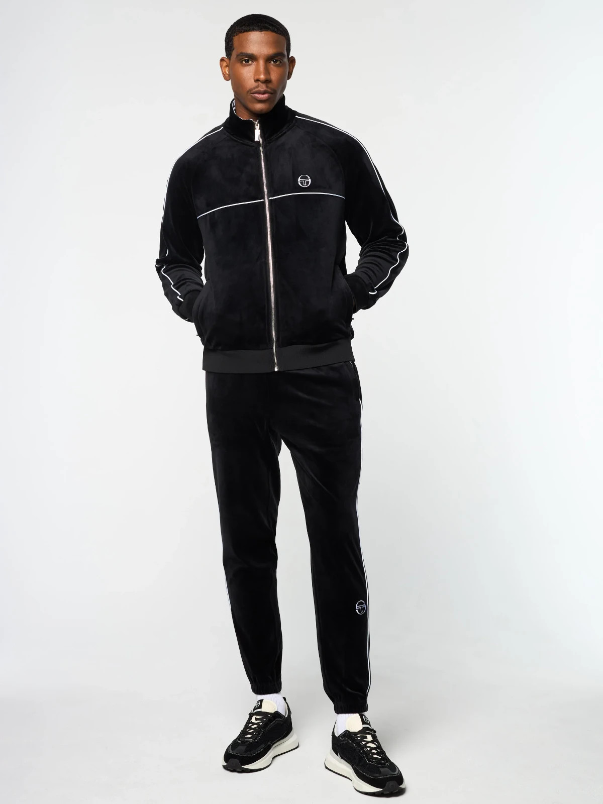 Sergio Tacchini Lioni Velour Track Jacket- Black Beauty image 3