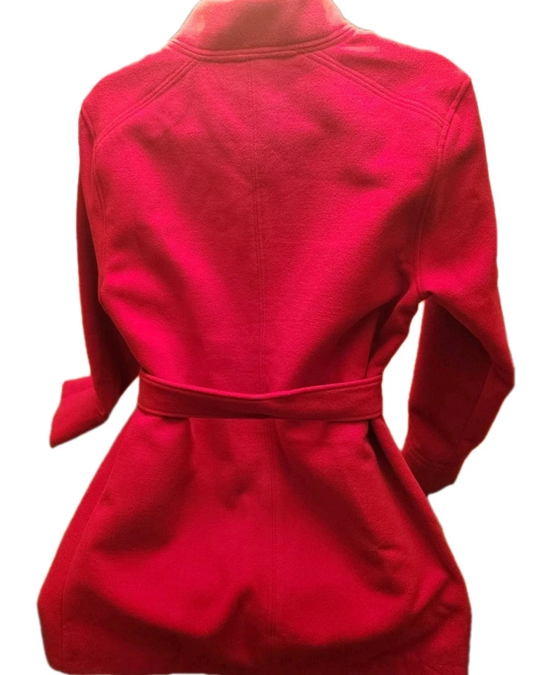 NWT Women's Chico's Red Wrap-style Coat Jacket Self-tie Belt Size S (Chico's 0) - Image 3 of 4