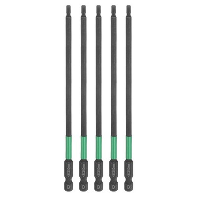 5pcs H3 Flat Hex Screwdriver Bit 3mm Tip 1/4'' Shank 6'' Long Black Phosphate