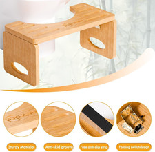 Foldable Toilet Stool,7 Inches Poop Stool for Bathroom,Bamboo Toilet Stool Sq...