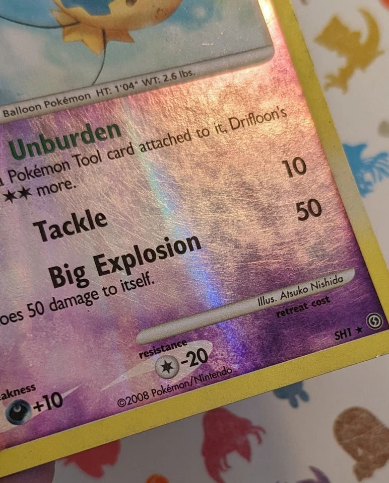 Pokemon TCG Drifloon SH1 Stormfront Reverse Holo Shiny English 2008  - Image 4 of 4