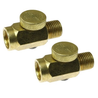 RLECS 2pcs Brass In-Line Air Flow Regulator Control Tool Valve 1/4'' NPT Female T