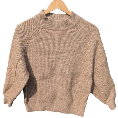 Boho Wester Balloon Sleeve Knit Lucky Brand Sweater Women XS Oatmeal Neutral