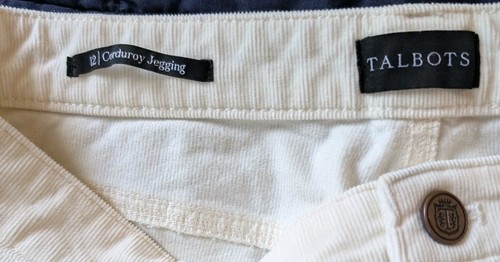 TALBOTS Woman's Ivory Colored "Corduroy Jegging" Jeans - Size 12 - Picture 4 of 4