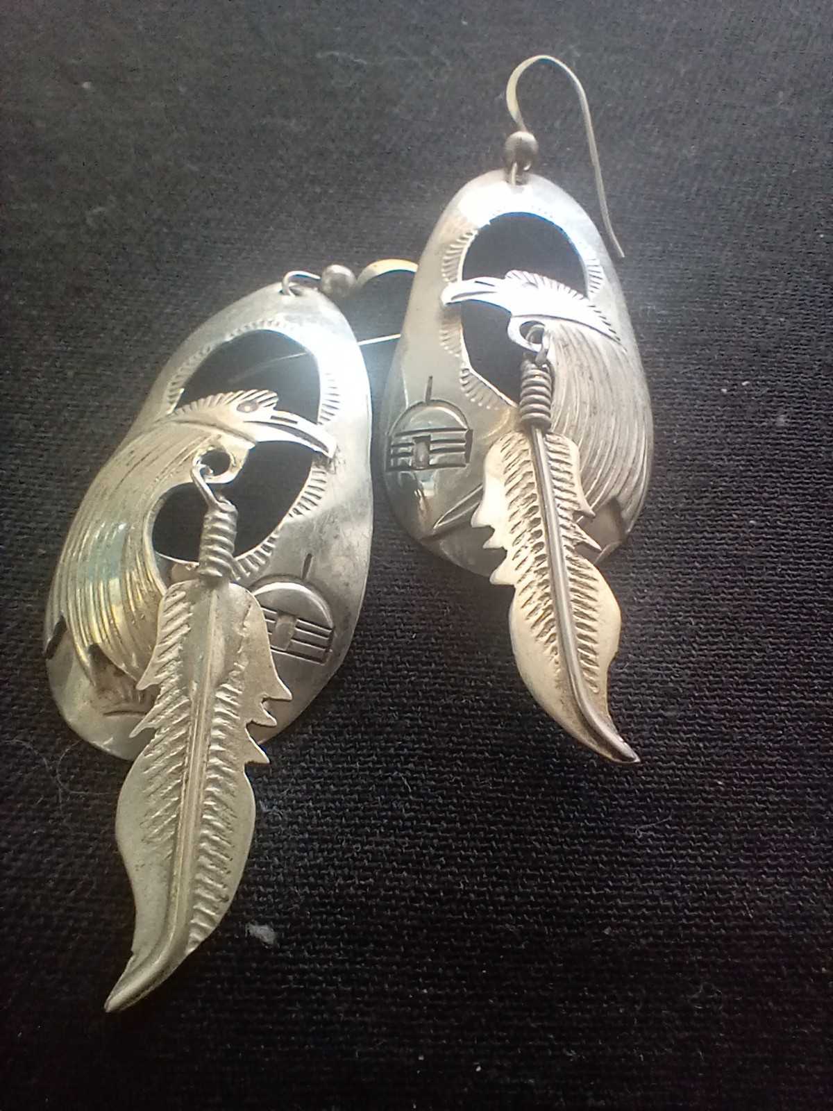 Silver Eagle Feather Earrings - image 3