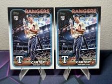 Evan Carter Lot (2) - 2024 Topps Update Series #US58 Rangers Rookie Debut RC