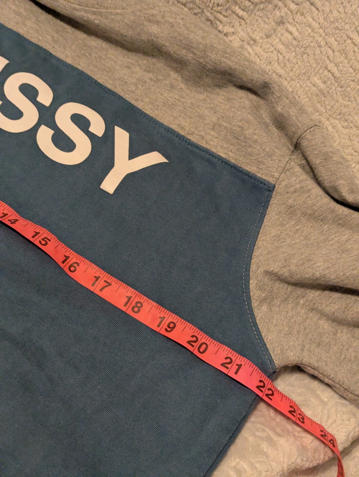 Stussy Basic Block Colorblock Blue Gray Crew Neck… - image 7