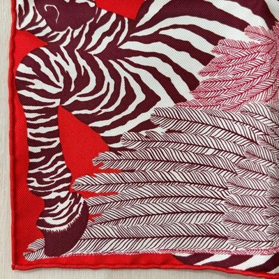 HERMES Zebra Pegasus Nano Carre 20 7in Mini Silk Scarf Red Boxed