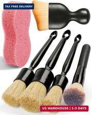 6PCS Car Detailing Brush Set, Ultra Soft Boars Hair Detail Brushes, Automotive C