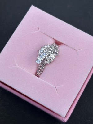 Swarovski Matrix Ring, Baguette Cut, Knot, White, Rhodium Plated 5727122 Size 7