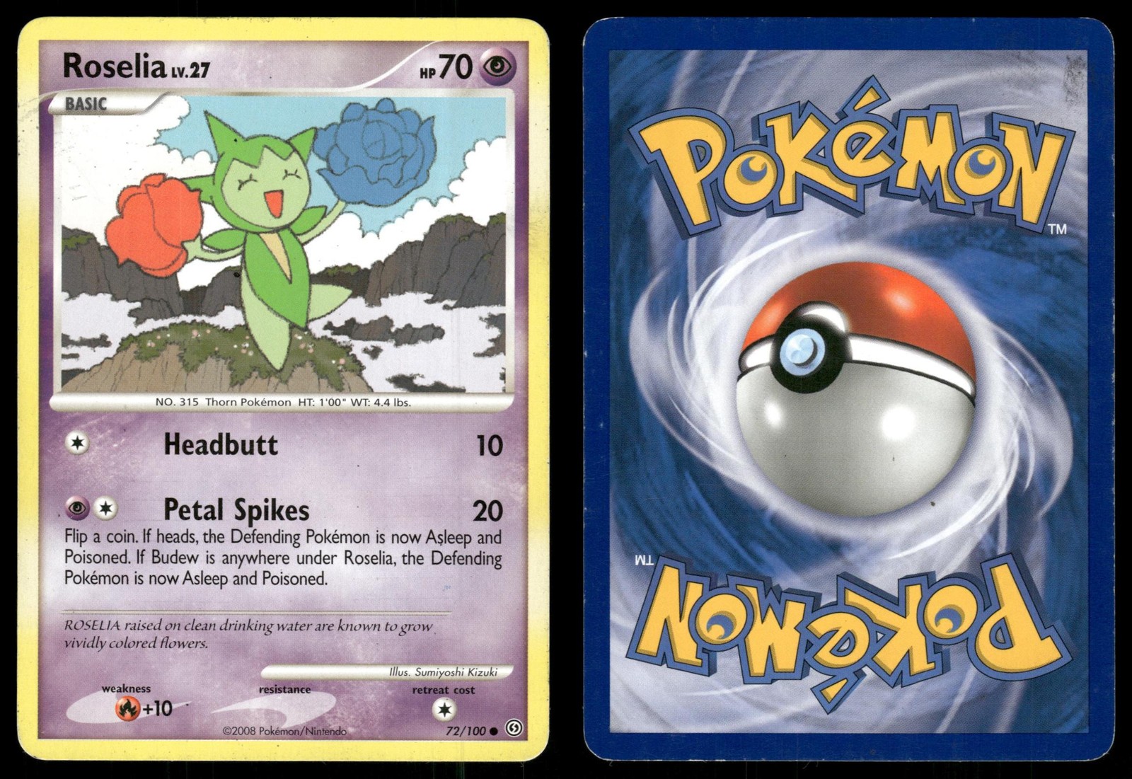 Roselia 72 MODERATELY PLAYED Stormfront 100 Pokemon