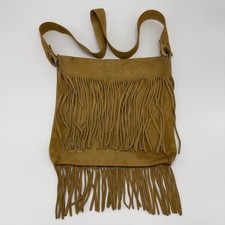 Tan Suede Vintage Fringe Crossbody Bag Boho Western Festival Messenger Brown