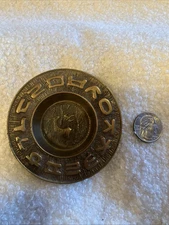 Vintage Brass Plate Ashtray Deer Made In Korea 3.5”