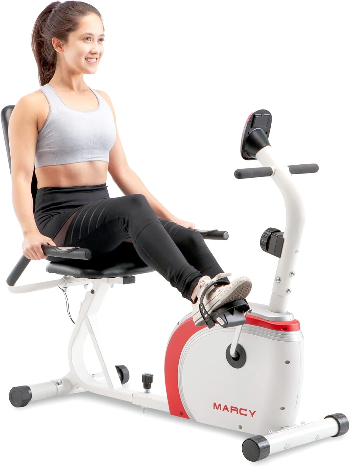 Recumbent Exercise Bike W/ Magnetic Resistance & Pulse Sensor NS-908R White