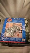 NEW Vintage 2001 LOONEY TUNES Owen Warner Bros TAZ CAMOFLAGUE Blanket 72x90  