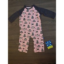 NWT Kickee Pants Teatime Raglan Romper Pink Tea Pots 0-3 months