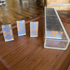 2003 Bozart Karim Rashid Pop Art Neon Orange Domino Set Rare Vintage