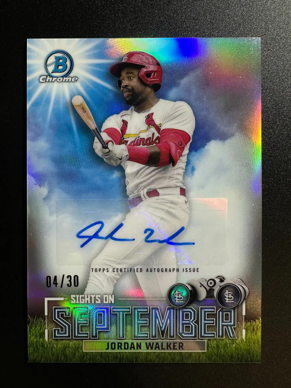 2023 Bowman Chrome Sights on September Jordan Walker Auto Refractor /30 HD