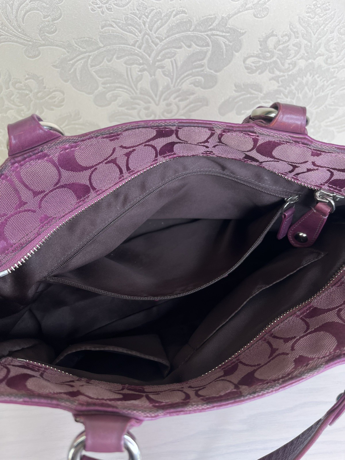 Coach Circle Patchwork Berry/Multicolor Tote Hand… - image 12