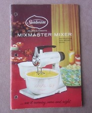 Vtg 1957 Sunbeam Mixmaster Hand Mixer User Manual & Coo