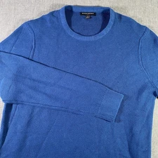 Banana Republic Mens Blue Cotton Waffle Knit Crew Neck Sweater