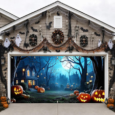 Halloween Pumpkin Path Garage Door Banner 13X6Ft Spooky Pumpkin Decoration Photo