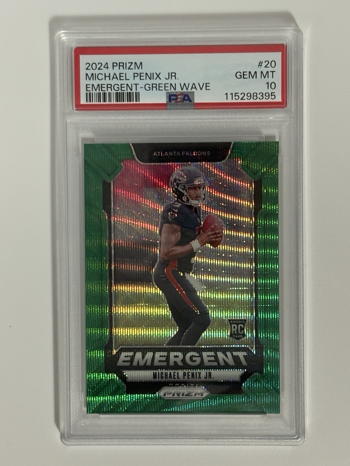 2024 Prizm Football Michael Penix Jr Emergent Green Wave PSA 10-Atlanta Falcons