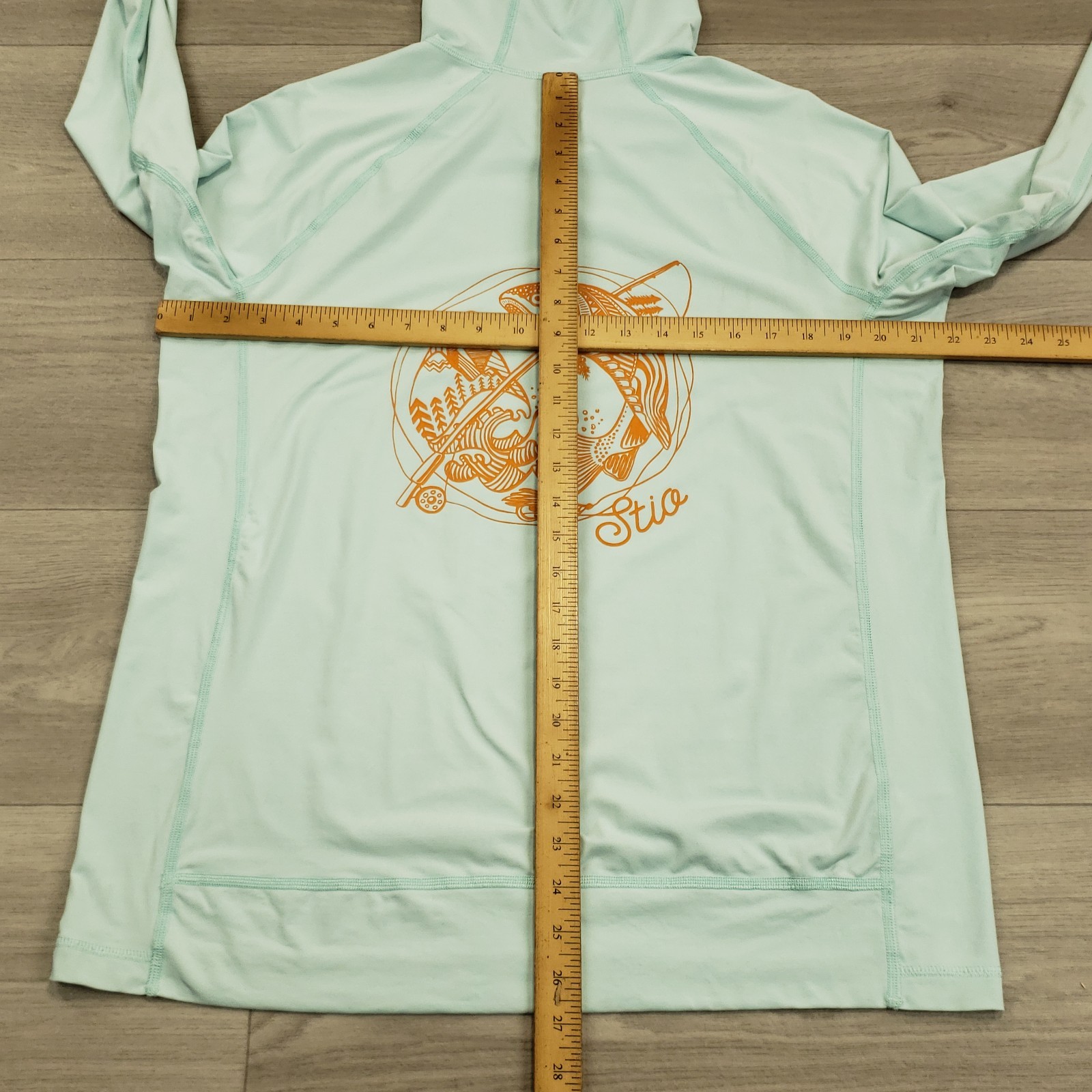 Stio Performance Hoodie Men Large Lightweight Fish Fishing Graphic Print Stretch