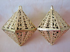 VTG Lot of 6 GOLD Metallic Color PLASTIC LANTERN CHRISTMAS ORNAMENTS Hong Kong — photo 4