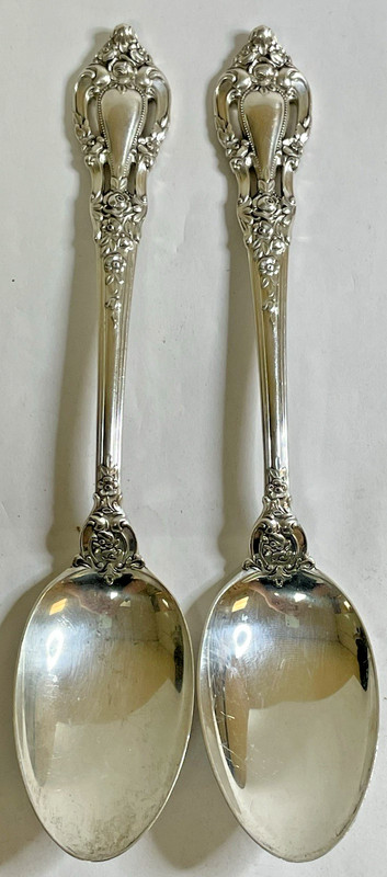 Set of 2 Sterling Silver 925 Lunt Eloquence Ornate Floral Vintage Spoons 90.7G