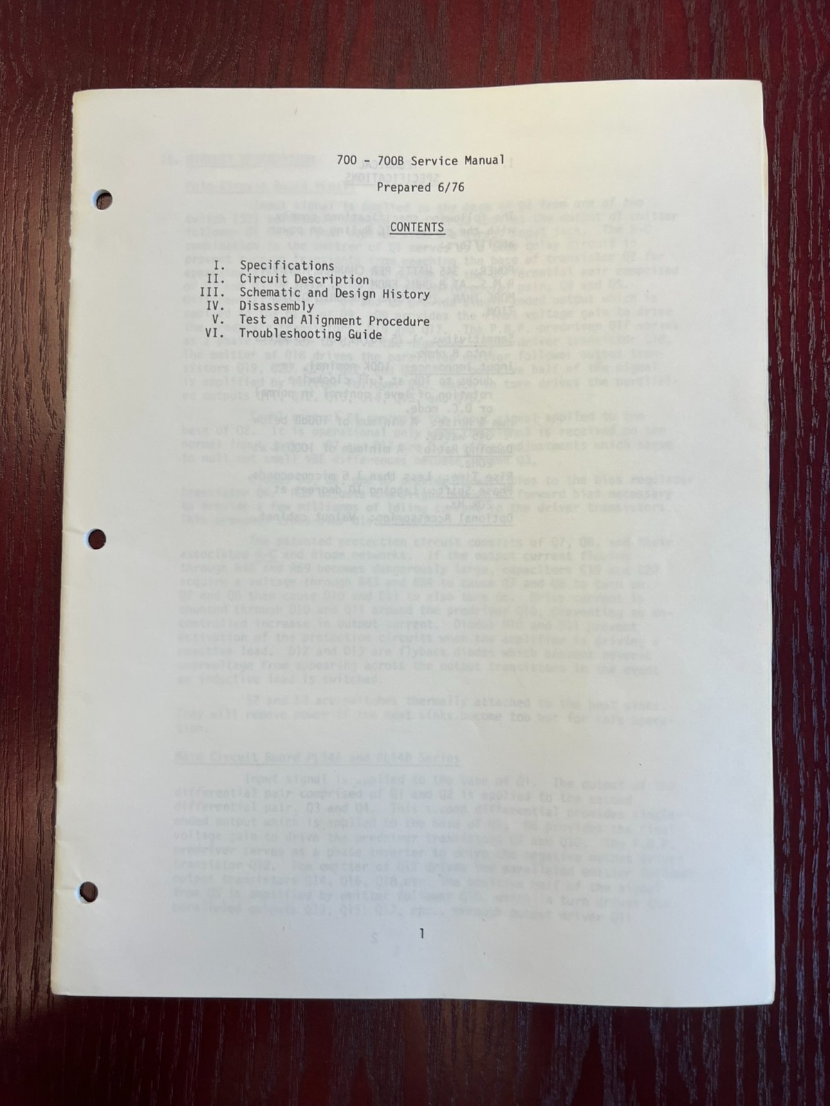 Original Phase Linear 700-700B  Service Manual