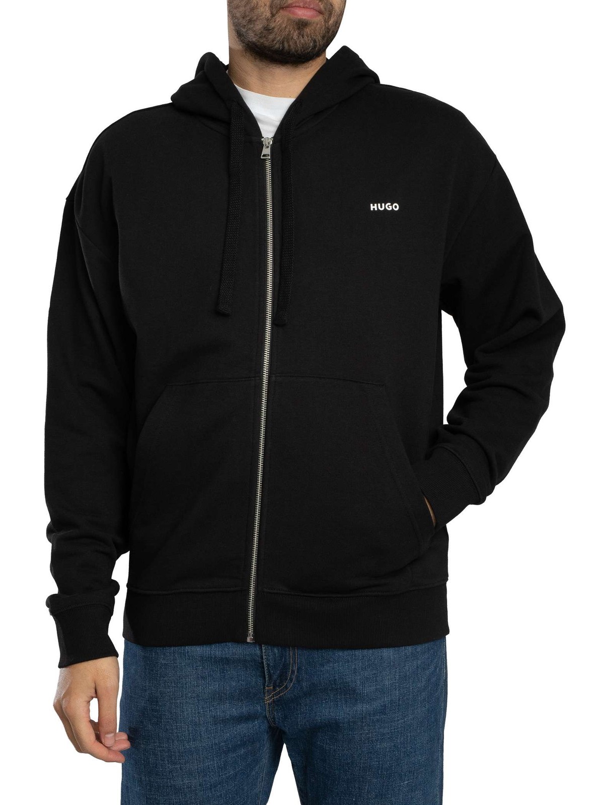 HUGO Mens Dapozip Zip Hoodie Black 26490₽