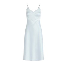 SKIMS WOVEN SHINE LACE MIDI SLIP DRESS CLOUS